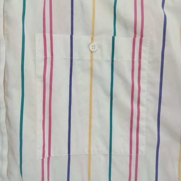 Vintage Optimistic Button Front Shirt Size L Vertical Stripes White - Picture 3 of 4